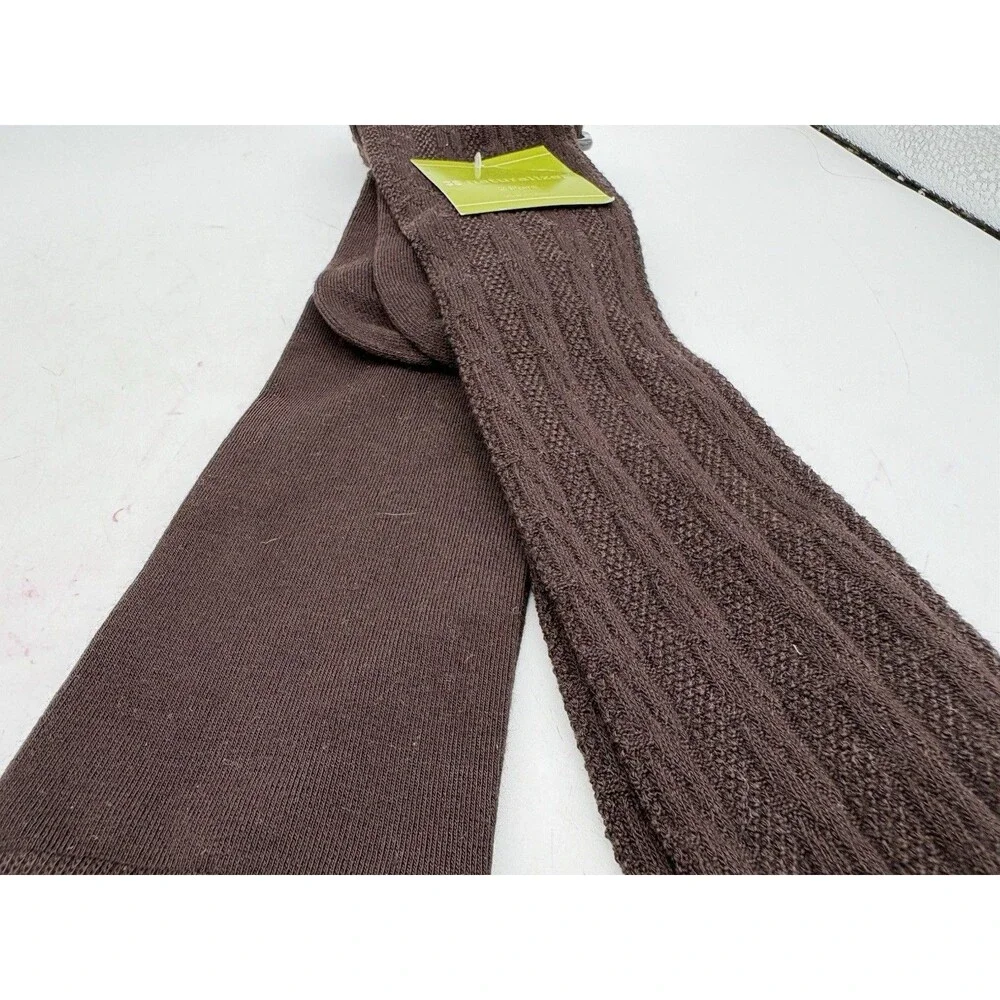 Naturalizer Women’s Knee High Socks 2 Pair Brown Ribbed Solid New Old Stock